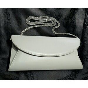 Sole Bliss Envelope Clutch Crossbody Purse Bag Jenna Gray Leather Chain Strap